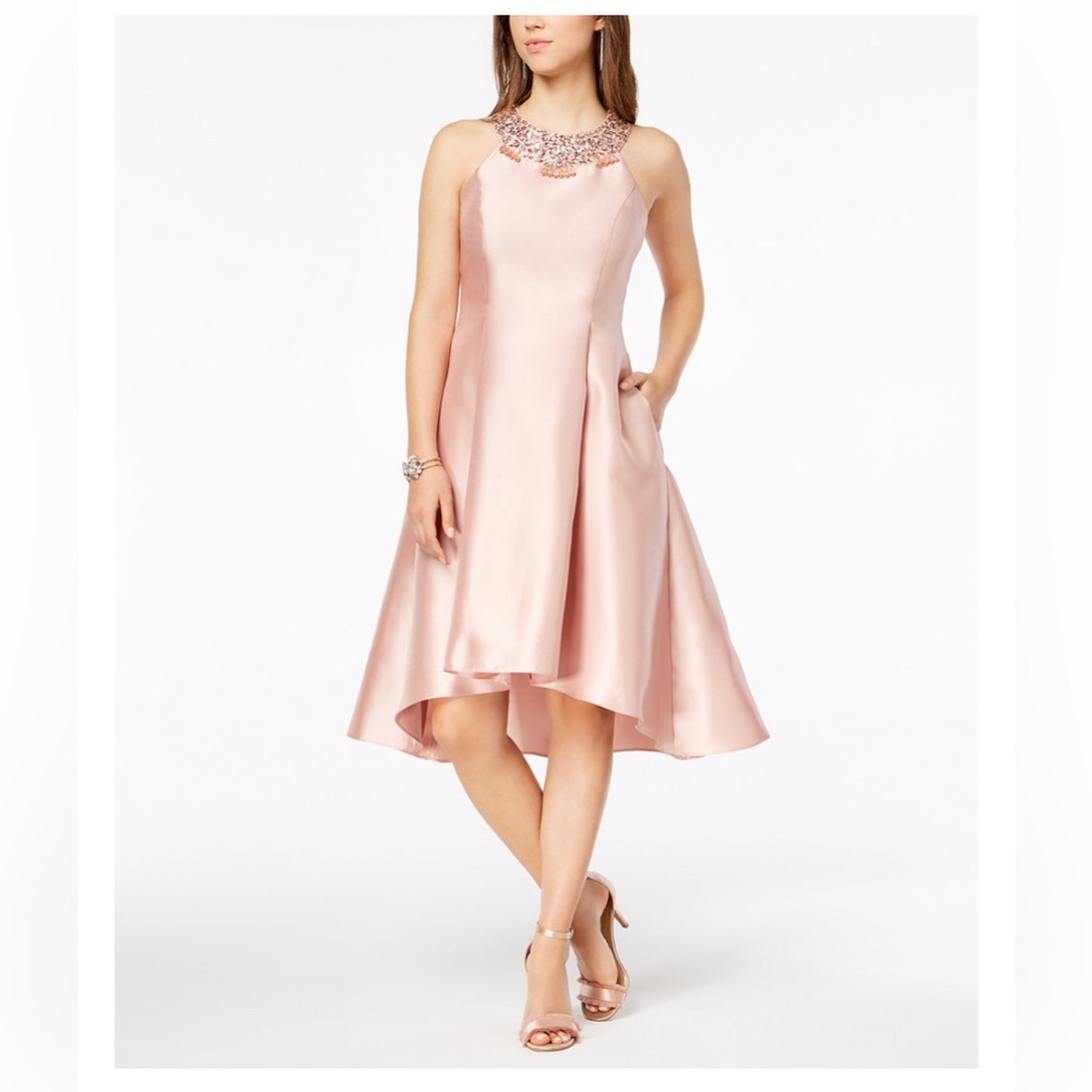 ✨ Adrianna Papell Embellished Halter Gown - Rose Gold - Size 10